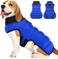 MIGOHI Lightweight Dog Coat, Windproof Dog Jacket, Puffer Jacket for Large Dogs, Padded Vest with Reflective Strips, Warm Snow Vest in Cold Weather, Easy On Hook & Loop Belly, Blue, XL