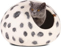 MEOWFIA Cat Cave – Premium Felt Cat Bed for Indoor Cats, Handmade 100% Merino Wool (Large, Snow Leopard)