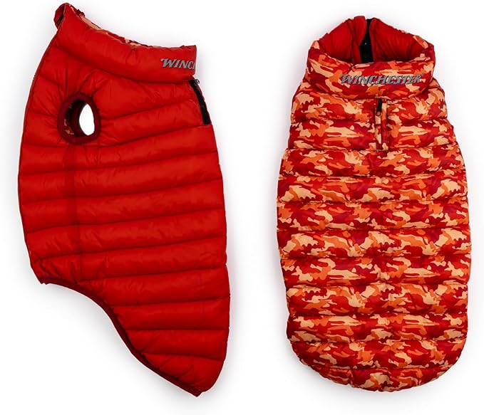 Winchester Pet Premium Reversible Dog Puffer Vest, Red, Medium