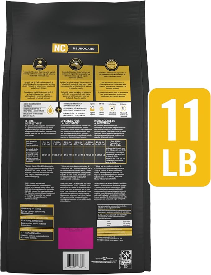 Pro Plan Veterinary Diets Purina NC NeuroCare Canine Formula High Protein Dog Food - 11 lb. Bag