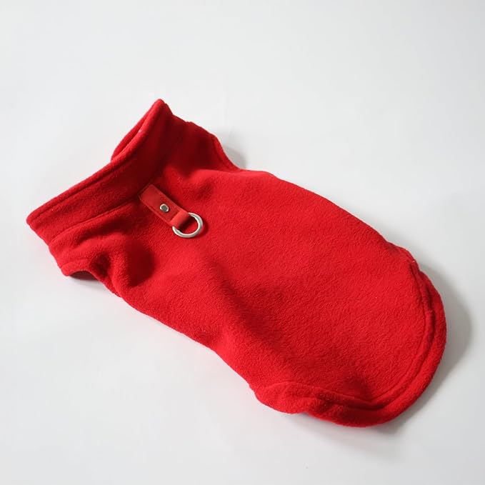 JACKO & CO - Fleece Vest Dog Sweater with Leash Ring - Soft, Warm & Lightweight Pullover Coat for Small & Medium Dogs, Puppies & Cats - Cozy Fall/Winter/Spring Pet Jacket (Red, X-Small 2-4lbs)