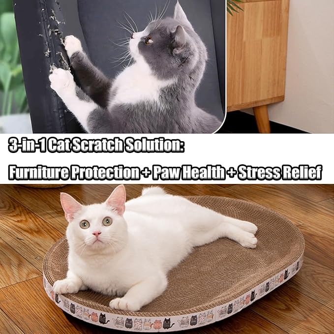 Cat Scratch Pad, 4 Pack Cardboard Cat Scratcher Pad Board Bed Bowl Cat Scratch Bed, Cat Scratcher Bed for Cats Grinding Claw Furniture Protector Indoor