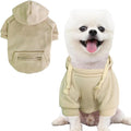 Jecikelon Pet Dog Cold Weather Coat with Pocket Winter Dog Hoodie Warm Puppy Clothes for Small Dogs Chihuahua Clothing (Beige, X-Small)