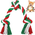 SZEE Dog Rope Toys, 14 in 3 Knots Chew Rope for Medium and Small Dogs, Natural Cotton Pull Toy for Tug of War and Teeth Cleaning (Red)