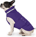 Dog Coat, Waterproof Winter Jacket, Warm Windproof Puffer Jacket, Reflective Adjustable Turtleneck Coats for Small Dogs with Hook & Loop - Purple - S