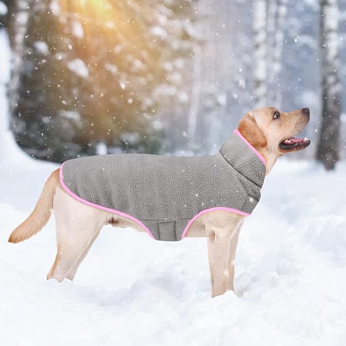 Malier Dog Winter Coat, Reversible Fleece Dog Cold Weather Coats, Windproof Warm Snow Puppy Jacket Vest Pet Clothes for Small Medium Large Dogs (X-Large, Pink)