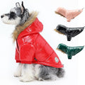 PINA Dog Winter Coat, Dog Winter Jacket with Large Faux Fur Hood, Dog Winter Vest Windproof and Warm, Suitable for Small to Large Dogs, Red, L