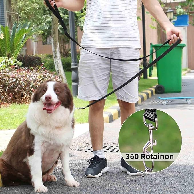 AMAGOOD 6 FT Puppy/Dog Leash, Strong and Durable Traditional Style Leash with Easy to Use Collar Hook, Great for Small, Medium and Large Dogs (3/4 in x 6 ft, Black and Red (2-Pack))