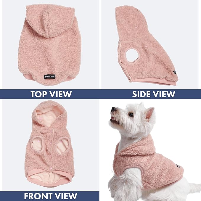 Spark Paws Teddy Dog Sweater, Sherpa Vest with Warm Fleece Lining, Winter Coat Suitable for Small Medium Large XL XXL Breeds - Pink - 3XL