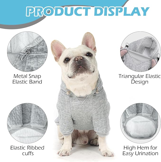 EXPAWLORER Textured Cable Knit Basic Dog Hoodie, Elevated Style Dog Sweater with Leash Hole and Pocket, Soft and Warm Pet Winter Coat, Cold Weather Clothes for Small Medium Large Dogs,Grey XL