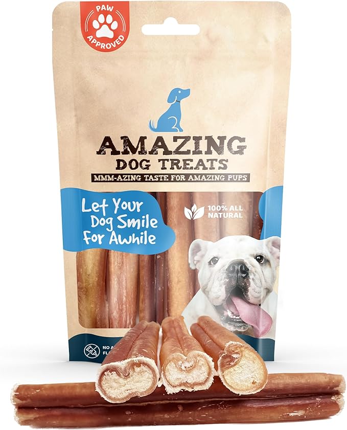 Amazing Dog Treats Bully Sticks 6 Inch - Extra Thick, Long Lasting - 25 Pcs/Pck