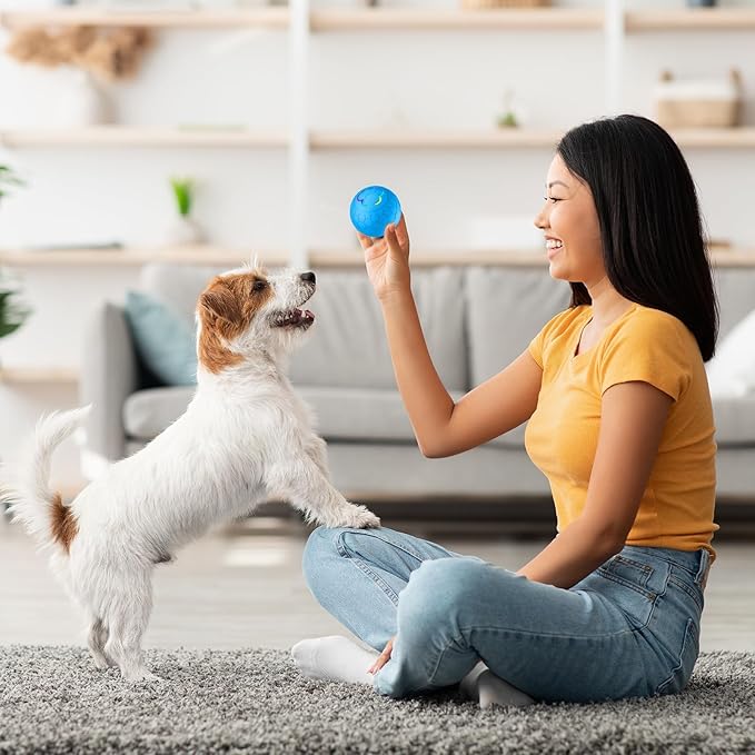 Interactive Dog Toys Dog Ball,Auto Bouncing Rotating Ball, Moving Pet Toys for Small Dogs 20 lbs (Size Small - 2.2-inch Diameter) Fun Gift for Boredom,USB Rechargeable(Blue)
