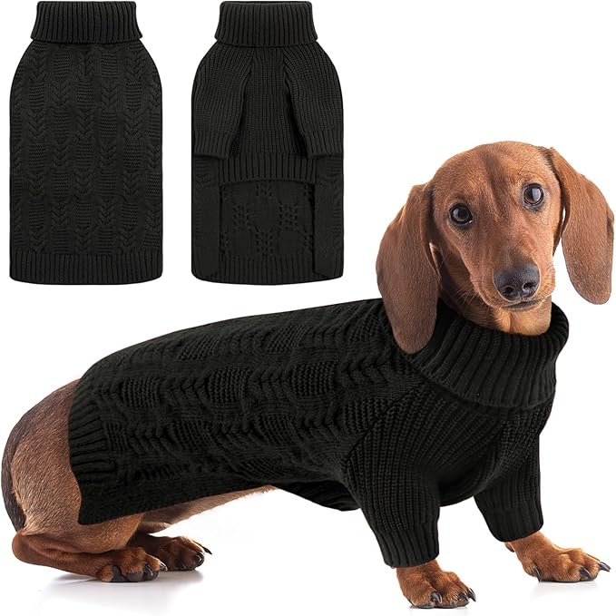 ASENKU Dog Sweater for Medium Dog Girls Boys, Fall Winter Turtleneck Long Sleeve Pet Christmas Sweater, Pullover Sweatshirt for Dachshund, Westie (Grey, M)