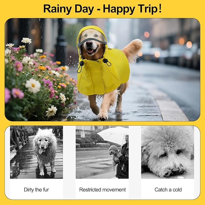 DENTRUN Heavy Duty Dog Raincoat with Hood for German Shepherd, Alaskan Malamute – All-Weather Protection for Hiking, Hunting, Stormy Days – Reinforced Seams, XXXL