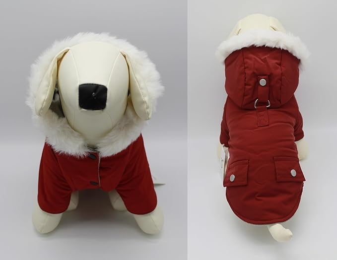 Pet Warm Dog Coat for Winter Cold Weather Dog Clothes Hooded Dog Jacket Small Puppies Medium Large Dog Cat Clothes Insulated Padded Snow Jacket (X-Large, Dark Red)