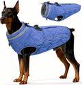 Dog Coat, Warm Dog Winter Coat for Large Dogs, Waterproof Jacket with Harness Built in, Reflective Turtleneck Cold Weather Coats with Zipper,Pet Fleece Vest Snow Jacket, Blue XXL