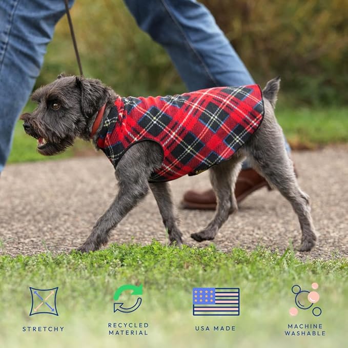 Goldpaw Stretchy Fleece Jacket for Small Dogs - Super Soft, Warm Dog Sweater - Pet Sweater Vest for Fall and Winter - Canine Clothes Made in The USA - Machine Washable - Leopard - Size 18