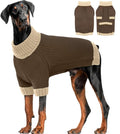 Extra Large Dog Sweater, Sleeve Turtleneck Sweater with Harness Hole, Christmas Pullover Sweaters for Dogs Boy Girl, Winter Dog Jumper for Rottweiler, Alaskan, Great Dane, Brown 4XL