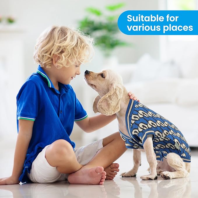 Pet Sweaters for Dogs Boys and Girls, Dynamic Letter Patterned Dog Sweater,Dog Cardigan,Pet Clothes,Pet Knitted Clothing,Fit for Different Seasons and Kinds of Dogs(Blue 3XL)