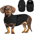 Queenmore XXS Dog Sweaters, Soft Fleece Vest Pullover Pet Jacket with Leash Hole, Warm Winter Dog Clothes Cold Weather Doggy Dachshund Sweater for Small Dogs Cats Boy or Girl (Black, XXS)