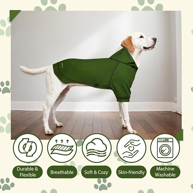 Basic Dog Hoodie Sweatshirts, Pet Clothes Hoodies Sweater with Hat and Leash Hole, Soft Cotton Outfit Coat for Small Medium Large Dogs (X-Large)