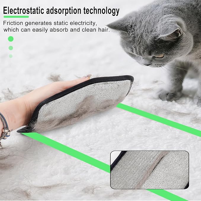 Pet Hair Removal Glove, Magic Brush Pet Hair, Cat Comb, Washable Reusable Dogs Cats Hair Gloves for Furniture, Bed, Sheets, Couch, Clothes, Carpet, Car Seat, Pet Grooming, Curtain (1PCS)