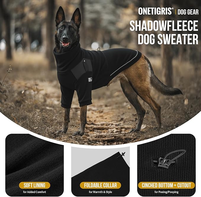 OneTigris Dog Sweater - Turtleneck Thick Dog Sweater for Medium Large Dogs, Warm Clothes for Cold Weather, Soft Lightweight and Stretchy Winter Coat for Christmas Thanksgiving