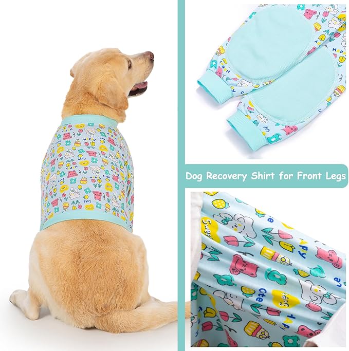Dog Recovery Shirt for Front Legs, Dog Elbowpads Sleeve Protect Dogs Elbows Arms,Stop Licking Joints After Surgery, Help with Injury Healing Covers The Wound, Cone Alternatives (Blue, 3XL)
