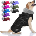Doglay Dog Jacket Waterproof Dog Coat with Harness Built in, Christmas Puppy Winter Coat Reflective Turtleneck Puffer Snow Jackets for Small Medium Large Dogs