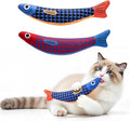 Interactive Cat Toys with [5000mg A+ Natural Catnip &Silvervine] [Baby Grade] Soft Chew Kicker Cat Toys for Indoor Cats & Kittens, Crinkle &Bell Fish Sound Toy, Drives Bored Cats Crazy with Fun,2 Pack