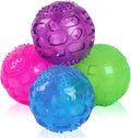 3'' Squeaky Dog Toy Balls for Lagre Medium Breed, Indestructible Dog Balls for Playing, Fetching & Retrieving, Durable Aggressive Chewers, 4 PCS Red+Purple+Green+Blue