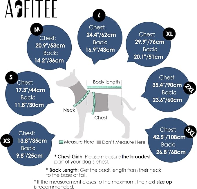 AOFITEE Large Dog Coat, Waterproof Dog Jacket Winter with Harness Built in, Warm Fleece Pet Puffer Jacket with Zipper, Cold Weather Coats for Dogs, Reflective Pet Snowsuit, Great Dane, Blue XXXL