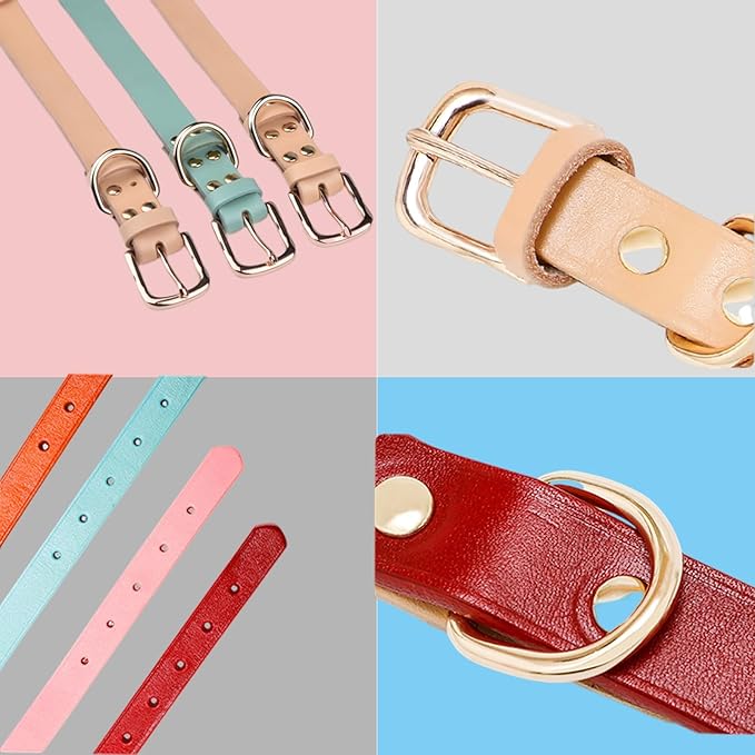 Yonsbox Personalized Dog Collar with Nameplate – Genuine Leather, Engraved Pet ID Tag with Phone Number – Adjustable Custom Dog Collar for Small, Medium & Large Dogs, Durable Cowhide Collar