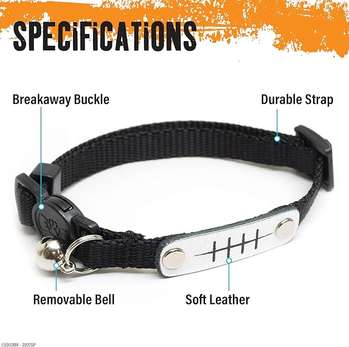Naruto Breakaway Cat Collars for Girl & Boy Cats: Adjustable 8.5”-12” Cute Kitten Collar with Bell (Removable), Officially Licensed Naruto Shippuden Pet Accessories & Gifts (Black, Rogue Rain Ninja)