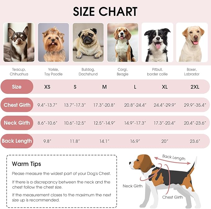 Queenmore winter dog coat - Fleece puffer down vest, waterproof reflective reversible sweater with sizes (light pink, M)