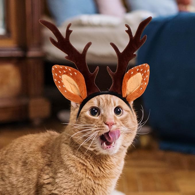 Christmas Halloween Pet Headband for Dog Cat Pet Elastic Band Adjustable,Costume Accessory for Cats and Kittens Comfortable Non-deformable for Holiday Season and Photography - Size L
