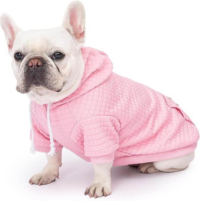 2 Pack Dog Hoodie Sweaters for Small Medium Dogs Warm Dog Clothes for Large Dogs Soft Waffle-Like Laminated Sweatshirt Bulldog (Pink+Rose, XXL (Back: 26",Chest: 34.5", Neck: 25"))
