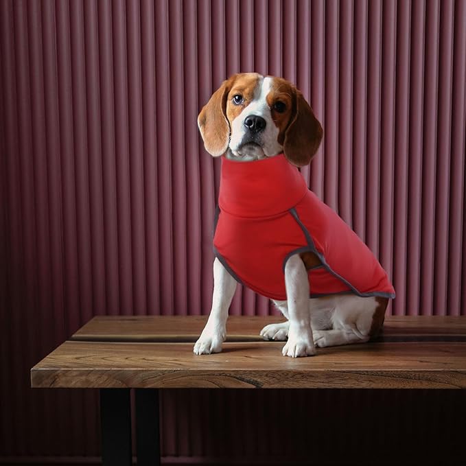 ROZKITCH Dog Winter Coat Soft Pullover Pajamas, Pet Windproof Warm Cold Weather Jacket Vest Cozy Jumpsuit Apparel Outfit Clothes for Xmas Walking Sleep BrightRed 2XL