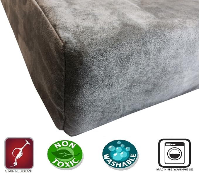 Dogbed4less XXL Orthopedic Gel Infused Cooling Memory Foam Dog Bed for Large Pet, Waterproof Liner, Micro Suede Gray Cover, 55X37X4 Inch