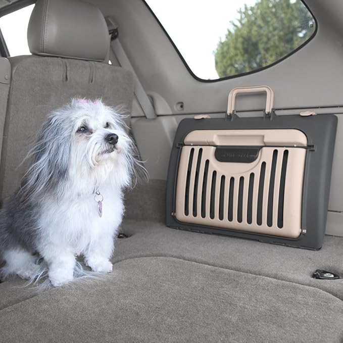 SportPet Designs Foldable Travel Cat Carrier - Front Door Plastic Collapsible Carrier Collection, Waterproof Bed
