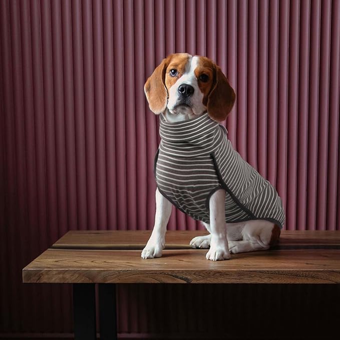 ROZKITCH Dog Winter Coat Soft Pullover Pajamas, Pet Windproof Warm Cold Weather Jacket Vest Cozy Jumpsuit Apparel Outfit Clothes for Walking Hiking Travel Sleep Stripe XL