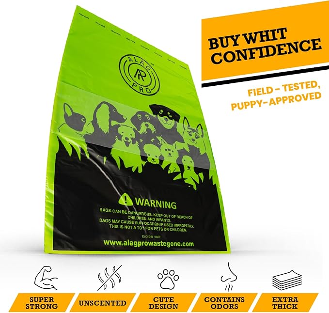 ALAGPRO® 3200 Pull-Strap Dog Waste Station Refill Header Bags - Fit Any Pet Waste Header Stations - 45% Thicker than Competitor Bags - 32 Headers of 100 Bags for Backyard, Parks & HOA's