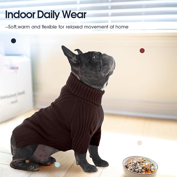 IECOii XXXL Dog Sweater,Warm Dog Sweaters for Extra Large Dogs Girl Boy,Stretchy & Cozy,Turtleneck Knitted Pullover for Pet Wear On Holiday,Easy On Doggy Sweatshirt for Labrador (Brown,XXXL)