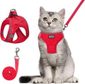 Cat Harness and Leash Set, Soft and Breathable Vest with Reflective Strip, Escape Proof Kitten Harness, Easy to Wear for Cats Walking and Traveling (Red, XXS)