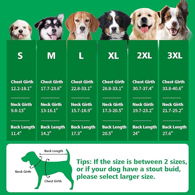 Fragralley Dog Coat Large, Waterproof Dog Jacket with Warm Fleece Lining, Adjustable Reflective Dogs Winter Coat, Turtleneck Pet Coats for Cold Weather (Green XXL)