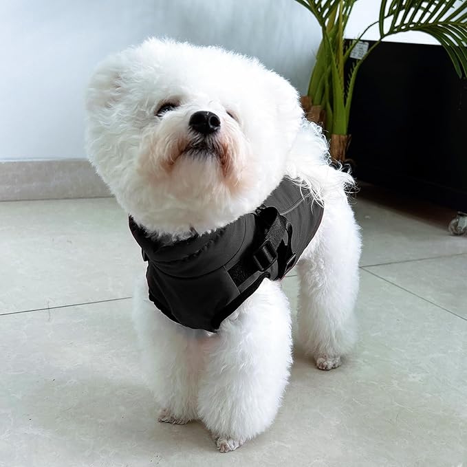 Dog Winter Coat Reflective Water-Resistant Jacket, Fleece Lined Windproof Puppy Coat with Back Zipper & D-Ring, Cold Weather Dog Coats for Small Medium Large Dogs (XL, Black)