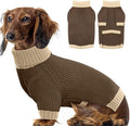 Large Dog Sweater, Soft Cable Knit Sweater with Harness Hole, Warm Christmas Sweaters for Dogs Male Female, Fall Winter Pet Pullover Holiday Costume for Dachshund French Bulldog Terrier Brown L
