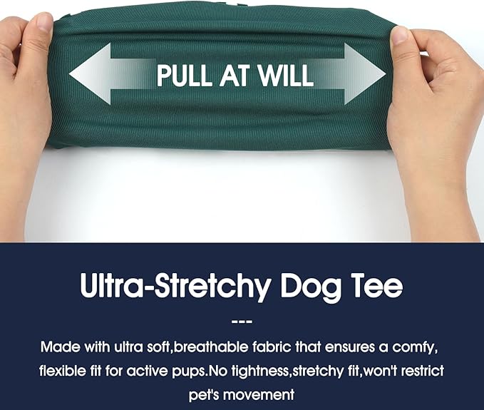 IECOii 2 Pack Large Dog T-Shirt | Non-Restrictive Fit for Running, Breathable Summer Wear - Non-stuffy Design - Keeps Pups Comfortable in Hot Weather, Khaki+Green, 2XL