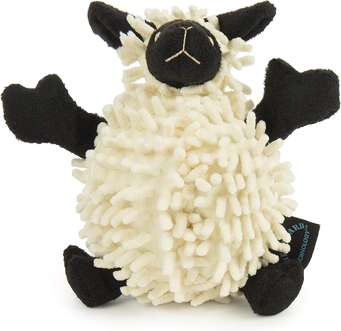 goDog Fuzzy Wuzzy Lamb Squeaky Plush Dog Toy, Chew Guard Technology - Assorted, Small
