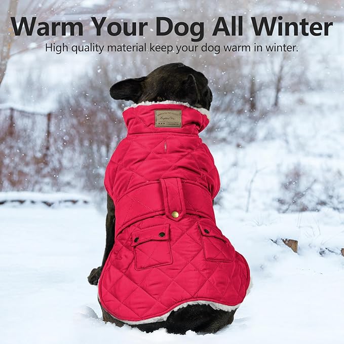 KYEESE Dog Coat Thick Dog Coats for Medium Dogs Soft Dogs Jacket with Pocket Windproof Pet Sweater Waterproof Pets Clothes for Cold Weather Warm Pet Winter Puffer Coat with Leash Hole